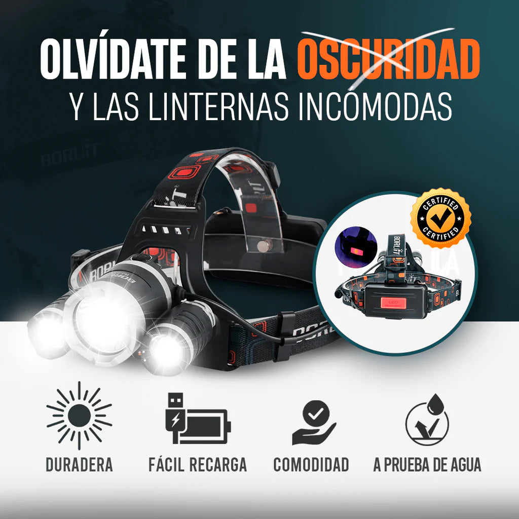 🔦La Linterna Todo Terreno Multiusos Premium Linterna de Cabeza Frontal con luces LED - 🚨