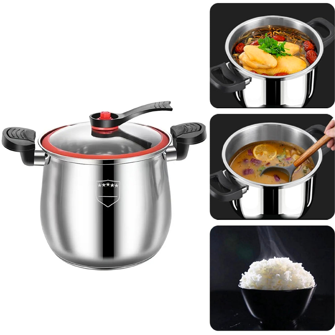 Olla Premium a Presión de Acero Inoxidable 8L