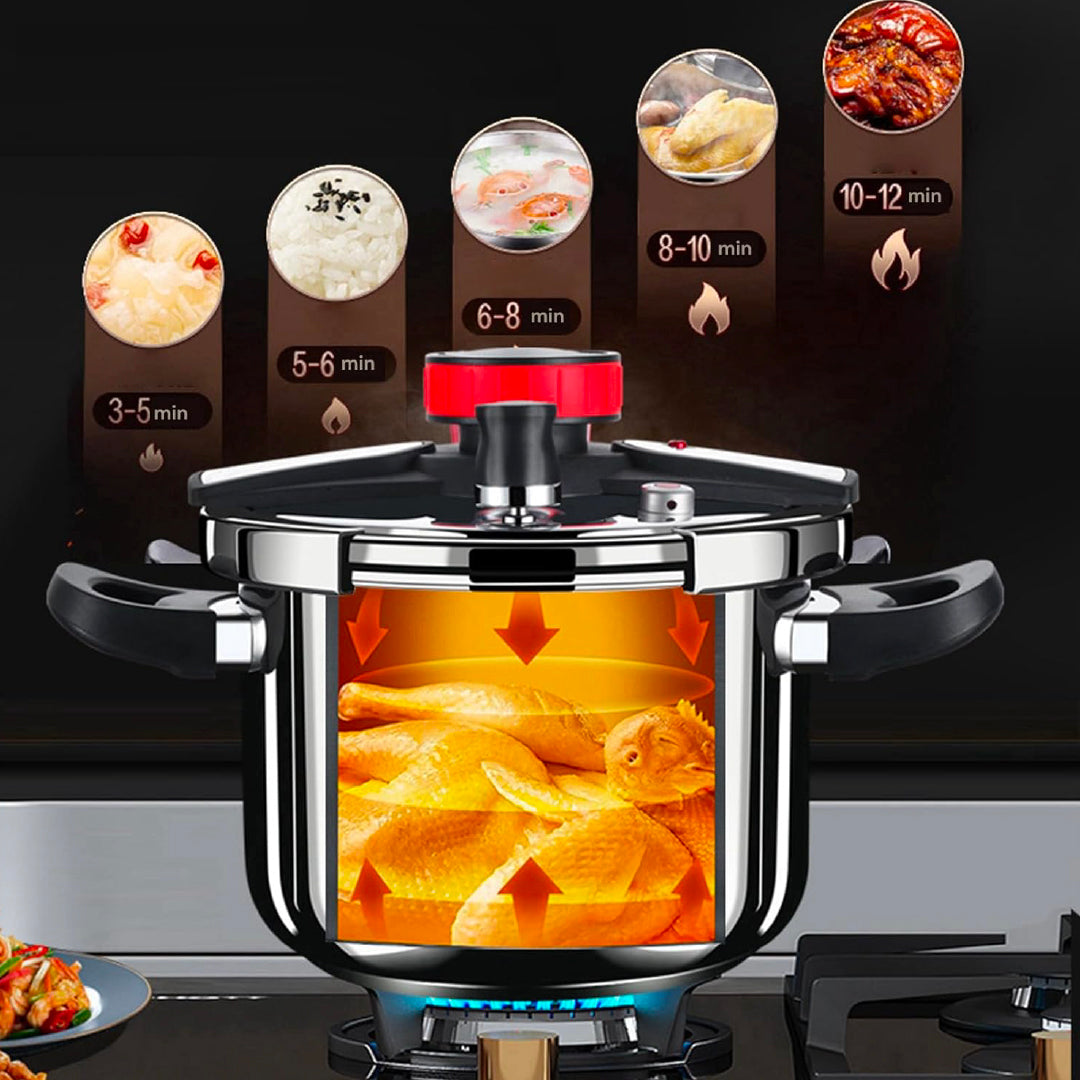 Olla Premium a Presión de Acero Inoxidable 8L