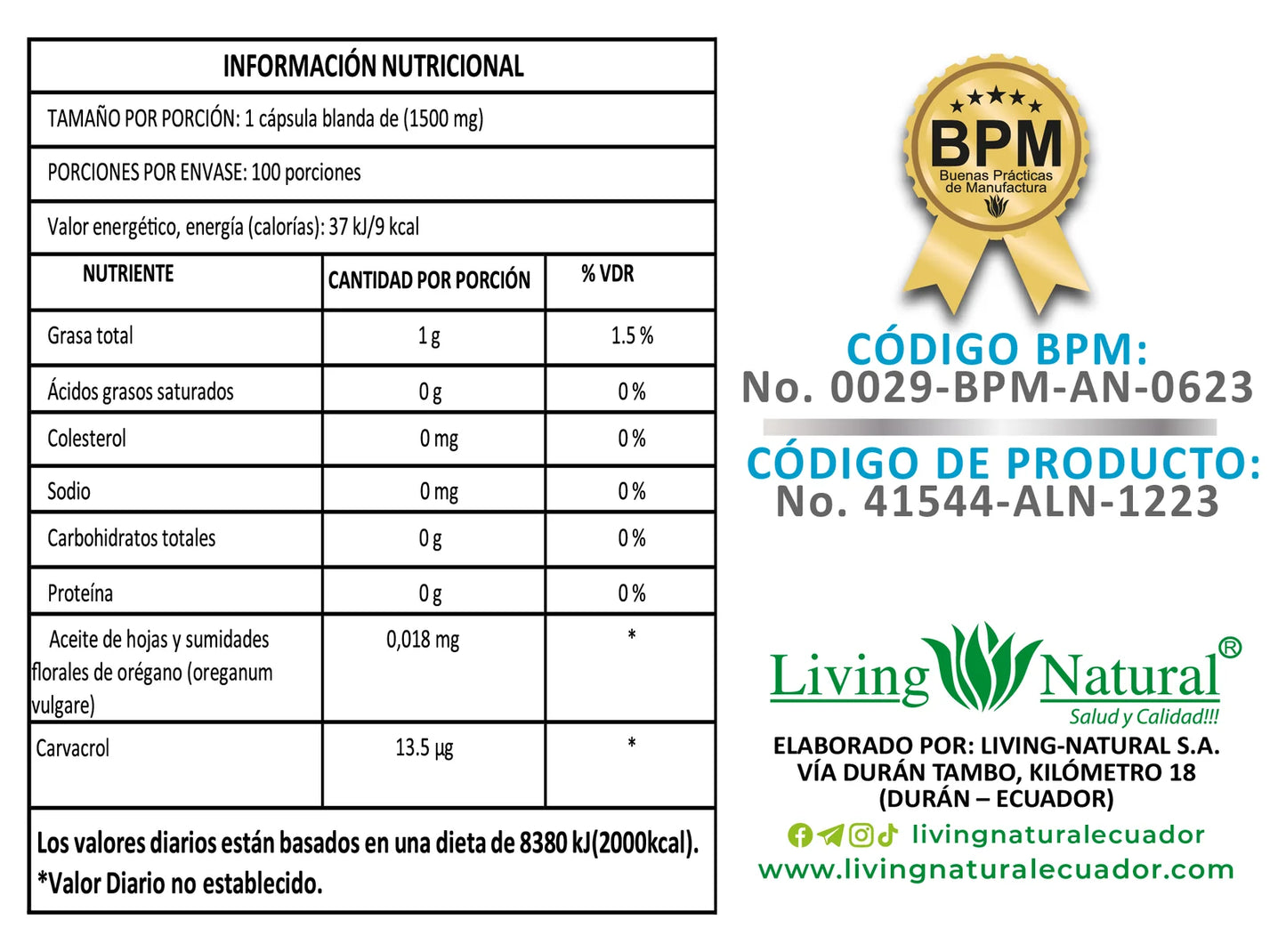 El Antibiótico Natural Más Poderoso - Aceite de Oregano 1500Mg / 100 Cps