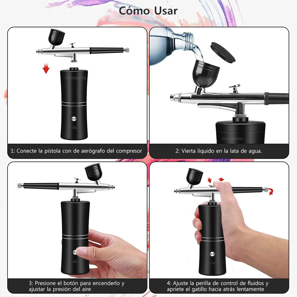 AERÓGRAFO PORTÁTIL MULTIUSOS CON COMPRESOR