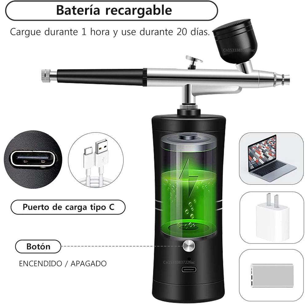AERÓGRAFO PORTÁTIL MULTIUSOS CON COMPRESOR