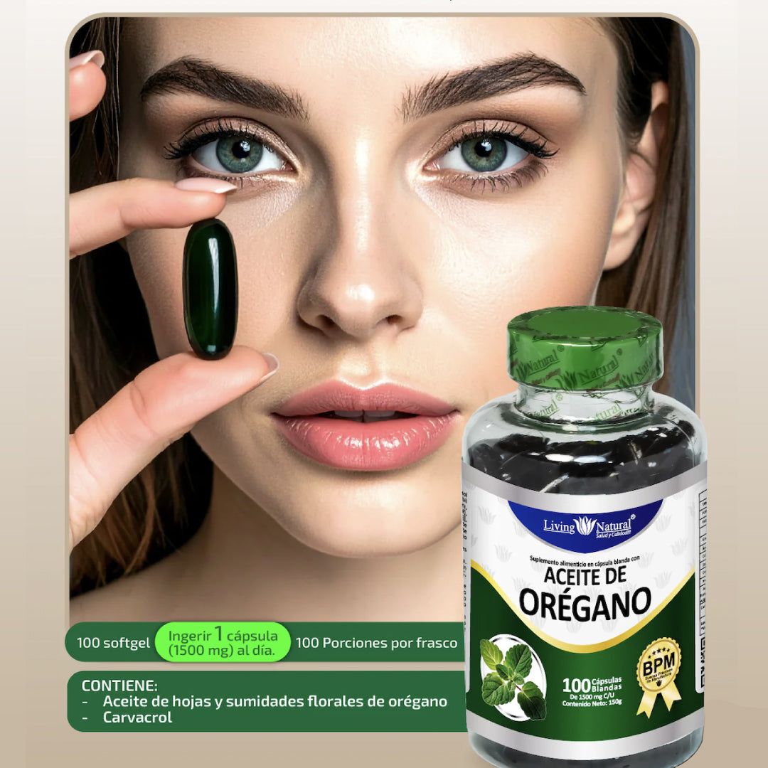 El Antibiótico Natural Más Poderoso - Aceite de Oregano 1500Mg / 100 Cps