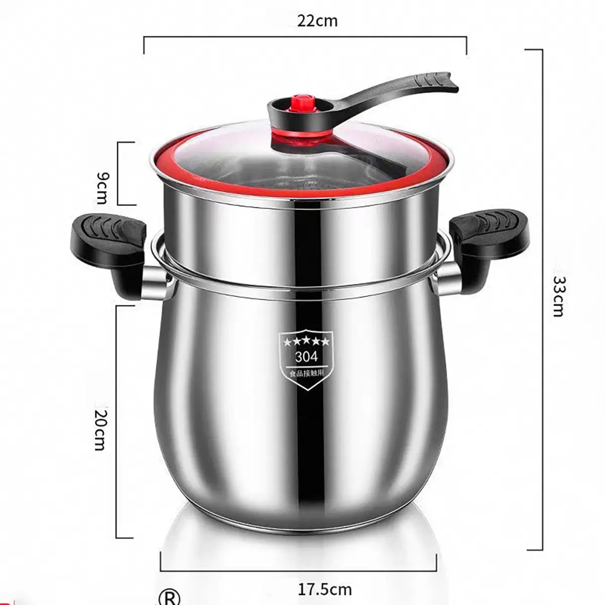 Olla Premium a Presión de Acero Inoxidable 8L