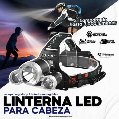 Lámpara Led para Cabeza Recargable & Lampara Minera SuperLight™