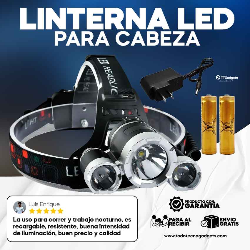 Lámpara Led para Cabeza Recargable & Lampara Minera SuperLight™