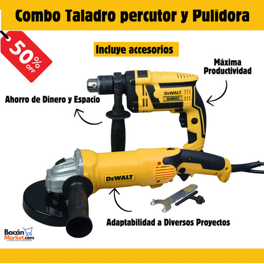 Combo taladro percutor y pulidora - El Kit que todo hombre necesita con el 50% de descuento