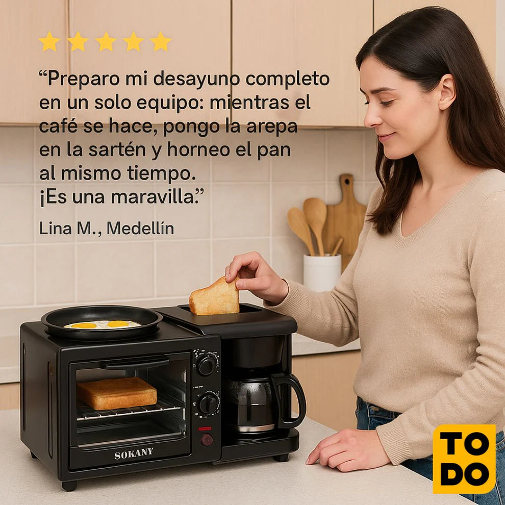 Horno tostador plancha y cafetera [1 año de Garantía]