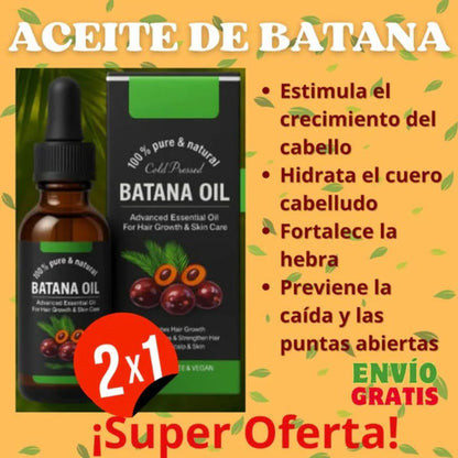 2X1 ACEITE DE BATANA OIL | Tratamiento Restauracion Capilar , 100% puro romero y batana natural