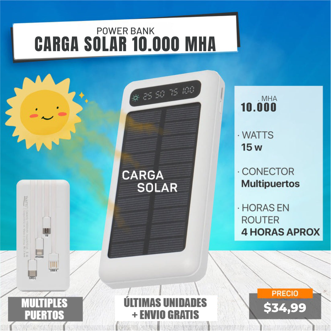 Power Bank Carga Solar 10.000MHA